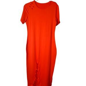 Shein SXY Orange Maxi Dress w/Short Sleeves Revealing Cutouts Sz L